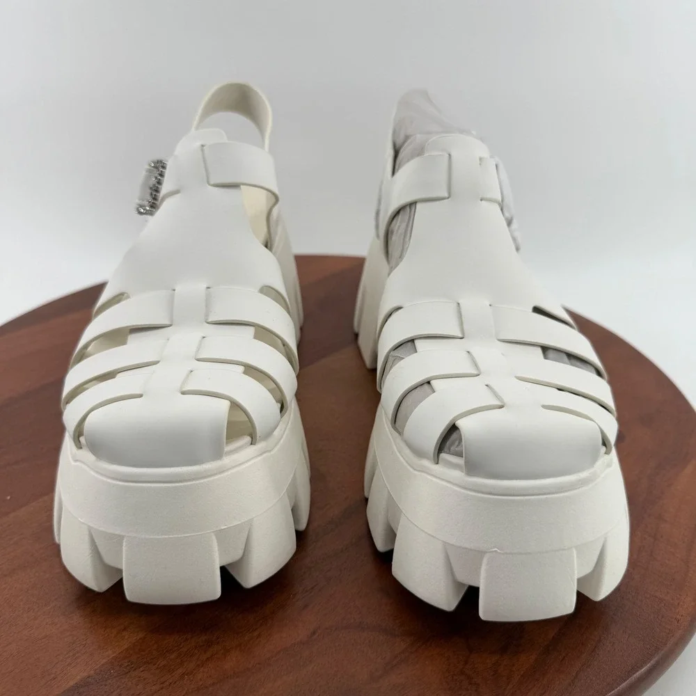 Circus NY Alyson Fisherman Platform Sandals White Lug Sole Buckle Women 9 NIB